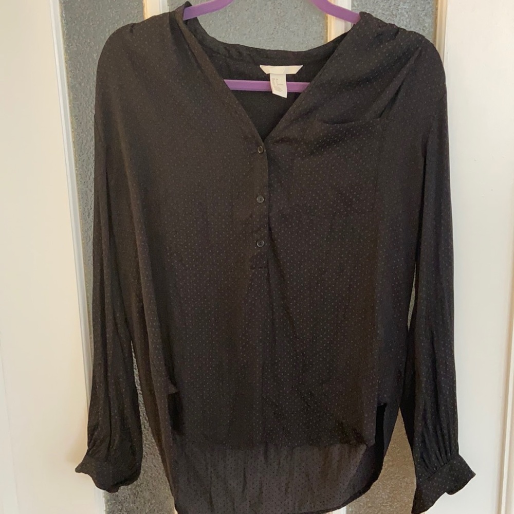 Black polka dot H&M blouse